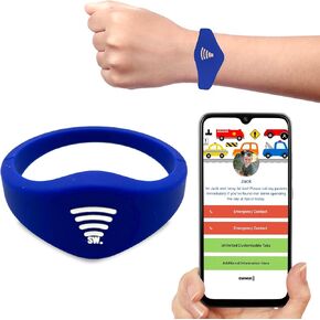 Smart Bands for Kids if Lost, Child Safety ID Wristband, NFC Bracelet for Children, Smart Medical ID Band, Lost Kids ID Bracelet, Disney Essentials, Child ID Bracelet for Disney Waterproof (Blue)