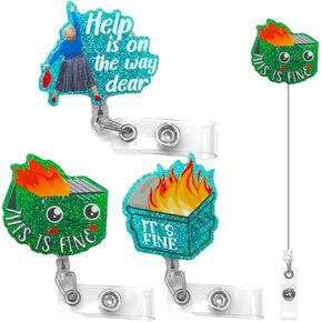 Badge Reel Nursing Retractable Clip 3pcs, Nurse Badge Holder with Funny Words for Work Card & Decorating, ID Badge Holder Gift Ideas for Nurse Teacher Student