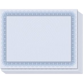 Sweetzer & Orange Plain Certificate Paper for Awards. Set of 100x, 100gsm Blue Border Achievement Certificates for Graduation Diploma, Employee of The Month, Diploma of Completion or Sports Victory