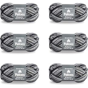 PATONS Kroy Socks Yarn, 6 Pack, Slate Jacquard 6 Count