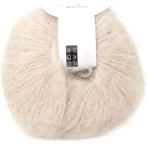Mohair Yarn, Skein Soft Angola Wool Knitting Long Warm Hot Thin Yarn Roll Scarf Cashmere Hand Crochet Thread Supplies for DIY Weave Garments Scarves Sweater Shawl Hats Knitwear Socks Craft(Beige)