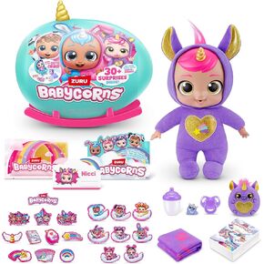 Babycorns التفاعلية Baby Doll Series 1 كبيرة (يونيكورن) من قبل زيورو مع الأضواء والأصوات ، والطفل السحري ، والفاجأة ، واللث ، والفتيات ، والدمى ، والقصة