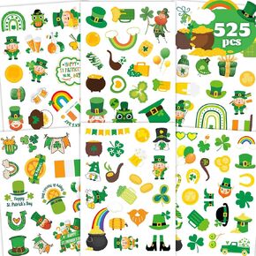 Funnlot St Patricks Day Stickers for Kids St. Patricks Day Stickers 525pcs Happy St. Patricks Day Saint Patricks Day Stickers St Pattys Day Stickers for St. Patrick's Day Luggage Party Favors