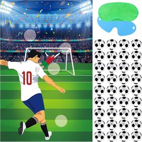 Hxezoc Pin The Soccer Ball on The Goal With 36 Pcs Soccer Ball Stickers Large Soccer Party Games Poster for Kids Soccer Birthday Party Classroom Carnival Party Supplies
