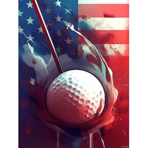 JXAVAXDE Diamond Painting Kits Golf American Flag Diamond Painting Adults Full Drill Diamond Paintings Kit Crafts Golf Diamond Painting Packs Art Home Wall Decor 12x16 inch