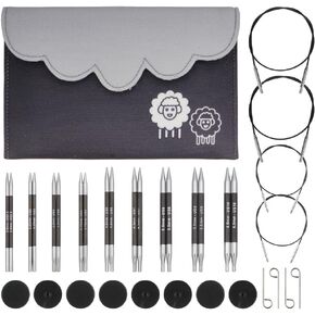 KnitPro Karbonz Deluxe Interchangeable Needle Set 4"(10cm) | 9 US Sizes (2.5 to 10)