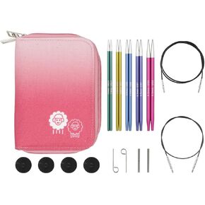 knitpro zing starter starter espletles leghles 5 "(13 cm) | 5 US Sives (2.5-8) مع 2 كبلات دوارة ، 4 أغطية نهائية ، مفتاحين للكابلات ، ومجموعة واحدة من موصلات الكابلات