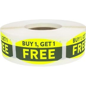 Buy 1 Get 1" BOGO Grocery Store Food Labels .75 x 1.375 Inch 500 Total Adhesive Stickers