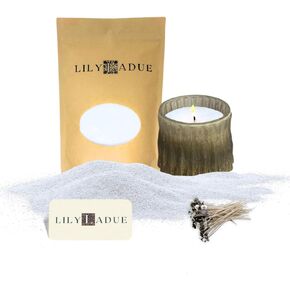 LILY LADUE Pearl Wax Sand Candle Making Kit for Adults - 1 Lb. Unscented Pearled Candle Sand Beads with 24 Wicks, Glass Volcano Vessel, DIY Kits for Adult Beginners and Teens, Fun Activity for Home