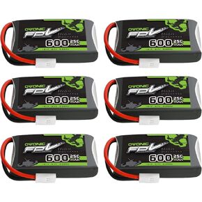 OVONIC 3.7V 25C 600mAh 1S Lipo Battery [1 Package Including 6 Batteries]
