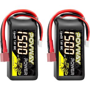 1500mAh 2S 7.4V 80C RC LIPO بطارية مع Deans T Plug for RC Helicopter Airplane FPV Drone Quadcopter RC Boat RC Car RC Models (حزمان)