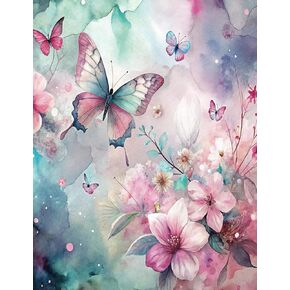 Pink Floral & Butterflies Lined Notebook: 110 Pages | College - Ruled | 8.5 x 11"