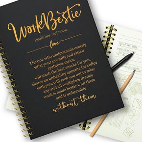 Work Bestie Definition Writing Notebooks，Funny Gold Foil Hardcover Spiral Notebooks With 160 Pages，Work Bestie Gifts,New Job Gifts, Thank You Gift for Coworker,Work Bestie Gifts for Women