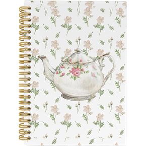Pink Bow Teacup Teapot Noteboor ، SPRING FLOROL SCHOOL WORK SCHOOL TELUSTED STEADENT JOURNAL NOTERS ، Girly Coquette Gift ، Home Supplies for Women Hardcover Notebook 5.5x8.3 Inch