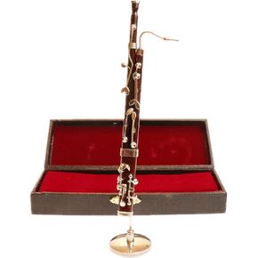 Miniature Bassoon with Stand and Case Mini Musical Instrument Bassoon Replica Collectible Figurines Dollhouse Accessories Model Home Decoration Display Ornament (6.12")