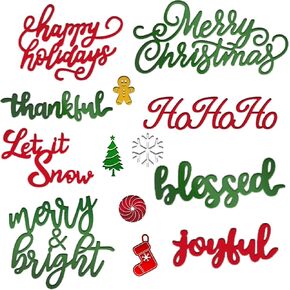 CHENGU 21 Pieces Christmas Die Cuts Words Cutting Dies Christmas Snowflake Tree Bell Snowman Gingerbread Cutting Dies for Christmas Scrapbooking Album Card Craft Making Supplies