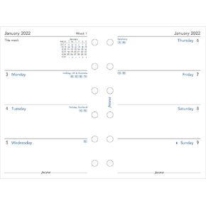 Filofax Calendar Diary Refill, Pocket Size, Week-to-View, White Paper, Unruled, English, 2025 (C68221-25)