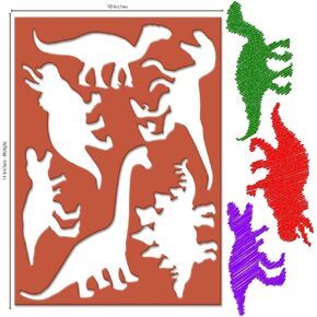 Karty Large Dinosaur Stencils for Kids Extra Thick includes 20 Large Dinosaur Shapes with Pictures and Info about Each Dinosaur Most Durable Animal Stencils Available for Arts & Crafts