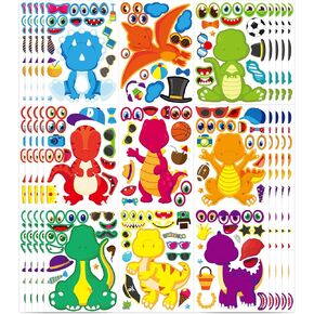 45 Sheets Make a Face Dinosaur Stickers, Make Your Own Dinosaur Stickers Dinosaur Party Favors DIY Dinosaur Stickers Craft for Dinosaur Theme Birthday Party Classroom DIY Project Supplies