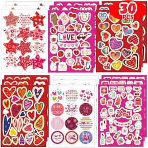WEIEN Valentine's Day Stickers 630PCS Kids Heart Stickers PVC Modern Red Love Stars Decorative Stickers for Party Decorations Favors
