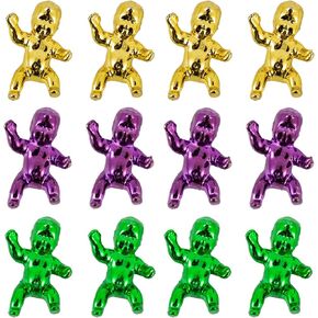 48pcs Mardi Gras King Cake Babies Mini البلاستيك الأطفال الصغير الصغير King Cake Babies Metallic Tiny Baby Vidates Formies Tiny Cake Cake Decoration