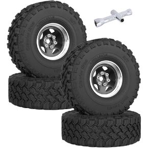 Rc 1.9in Wheel Tires for 1/10 SCX10 SCX10 II 90046 SCX10 III AXI03007 SCX10 Pro TRX4 TRX6 Gen7/8 D90 VS4-10 MST CFX RC Crawler Car,Silver