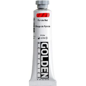 Heavy Body Acrylics by GOLDEN, Pyrrole Red, 2 fl. oz. Tube, Professional Acrylic Paint, Semi-Opaque