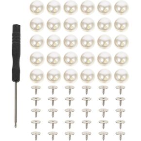 Operitacx 100pcs Pearl Screw No Purse Bag Clasps Closure Invisible Snaps Fastener Button Pearl Jackets Buttons Fashion Pearl Buttons Shirt Buttons Man-Made Pearl Apparel Accessories White
