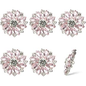 6 PCS Rhinestone Buttons Shiny Flower Buttons 1 Inch Rhinestone Buttons Crystal Embellishments DIY Decoration Bottons for Crafts Wedding Party Clothes, Pink