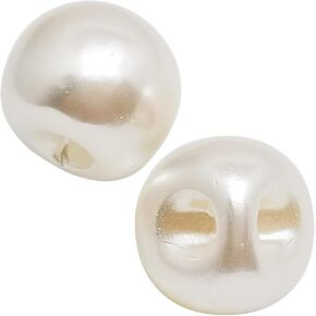 Beige Round Plastic Pearl Buttons with Hole,100pcs 8mm Faux Pearl with Holes Round Loose Imitated Beads for for Jewelry Making DIY Handmade Crafts