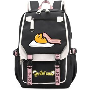 Gudetama Anime Backpack Laptop School Bag Student Bookbag Cosplay Daypack Rucksack Bag with USB Charging Port 1200/3