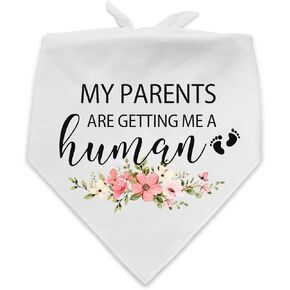 Funny Wedding Flower Pattern White Cotton Pet Dog Bandana,I Do Too Pet Dog Engagement Wedding Announcement Photo for Dog Lovers Bridal Shower Gift