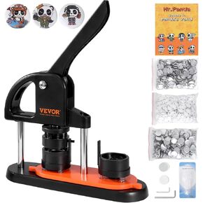 VEVOR Button Maker Machine, 2.25 inch/58mm Pin Maker with 100pcs Button Parts, Button Maker with Panda Magic Book, Ergonomic Arc Handle Punch Press Kit, for Children DIY Gifts and Christmas
