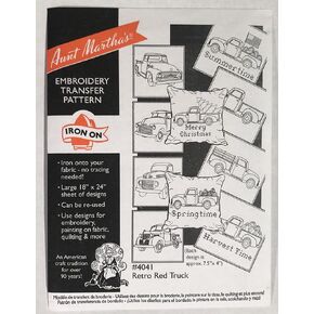 Aunt Martha's Retro Red Truck Iron-On Transfer Design