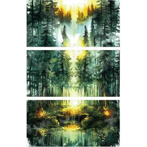 GLOBLELAND 3 Pcs Forest Pool Rub on Transfers for Furniture and Crafts Decals 6x12 inch Forest River Furniture Transfer Stickers Self Adhesive Waterproof Décor Transfers Decals for Home
