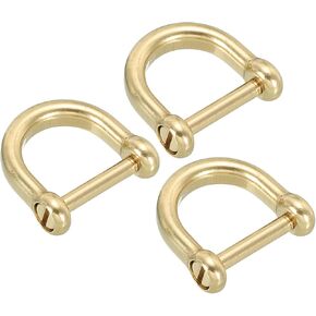 PATIKIL D-Ring Shackle, Inside Width Solid Pure Brass U Shape Small Shackles for DIY Leather Craft Replacement