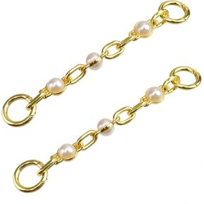 2pcs 7.5 "محفظة النساء مع اللؤلؤ سلاسل موسعة أكياس الفضة سحر حزام يدوية الاستبدال سحر كيس الخرز البيضاء لحقيبة كتف كيس كروس (فضية + أبيض)