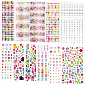 3132pcs ملصقات الأحجار الكريمة ، أحجار الراين لصياغة ، ملصقات الراين اللاصقة ، لوازم سجلات القصاصات ، لوازم الحرف للأطفال