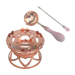 Metal Wax Seal Warmer Kit with Spoon and Stirring Stick, for Wedding Wax Envelope Seal Stamp (Rose Gold Bird's Nest Stove)