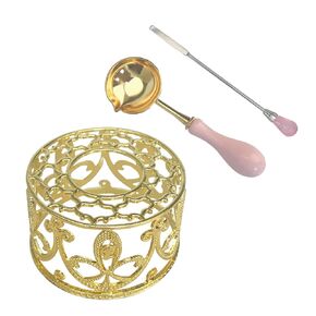 Metal Wax Seal Warmer Kit with Spoon and Stirring Stick, for Wedding Wax Envelope Seal Stamp (Rose Gold Bird's Nest Stove)