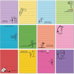 12 Pcs Funny Sticky Notes for Work 4x3 Inches Sarcastic Self Adhesive Notepads Novelty Memo Note Pads for Office Coworker Gifts Employee Appreciation Supplies(Funny)
