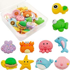 Fun Push Pins Cute Thumb Tacks Decorative Push Pin for Wall Cork Board Funny Pushpins Thumbtack Bee Turtle Snail Rabbit Fish Puppie Fox Fun Tack for Bulletin Board Office Home Decor 30 Pcs
