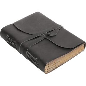 Succor Genuine-Handmade-Leather-Journal-With-240-Lined-Kraft-Pages-Thick-Vintage-Paper-Leather-Bound-Notebook-Strap-Closure-for-Men-&-Women-8x6-Inch