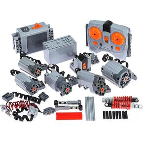 36Pcs Power-Function Set - Compatible with Technic Parts. Includes Battery Box, IR Speed Remote Control, IR Receiver, Motor, Power-Function Light, Extension Wire, Servo Motor, Shock Absorber