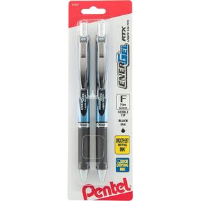 Pentel EnerGel RTX Retractable Gel Ink Pen, (0.5mm), Needle Tip, Fine Point, Green, Pack of 2 (BLN75BP2D)