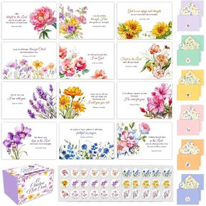 Decorably 60 Pack 6x4in Christian Note Cards with Envelopes and Stickers - 12 Designs Scripture Cards with Bible Verses, Blank Inside - Baptism, First Communion