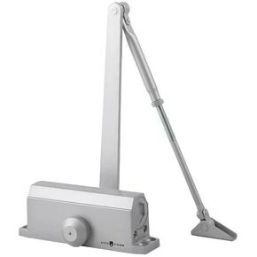 Silver 50KG Holding Power, Automatic Magnetic Door Holder, Adjustable Door Stop, Commercial Grade Quality, Easy Installation Guide Door Holder, 50KG / 110LB