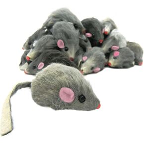 5 Pcs Gray Fur Rattle Mouse Cat Toy Mice Animal Toy Pet Supplies Furry Play Combo - Cat Toy Mix