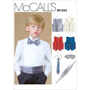 McCall's Patterns M7223 Children's/Boys' Lined Vests, Cummerbund, Bow Tie and Necktie Sewing Template, CHH (7-8-10-12)