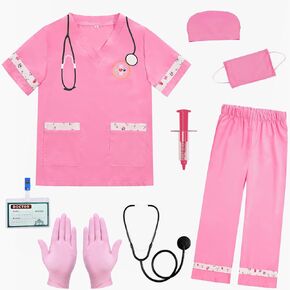 Girls Doctor Costume Pink Veterinarian Outfit Animal Doctor Role Play Costume for Career Day 100th Day of School